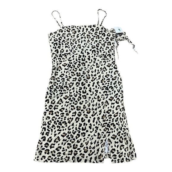 Rare Editions Beige Animal Print Front Slit Teen Dress with Scrunchie 16 - Picture 1 of 3
